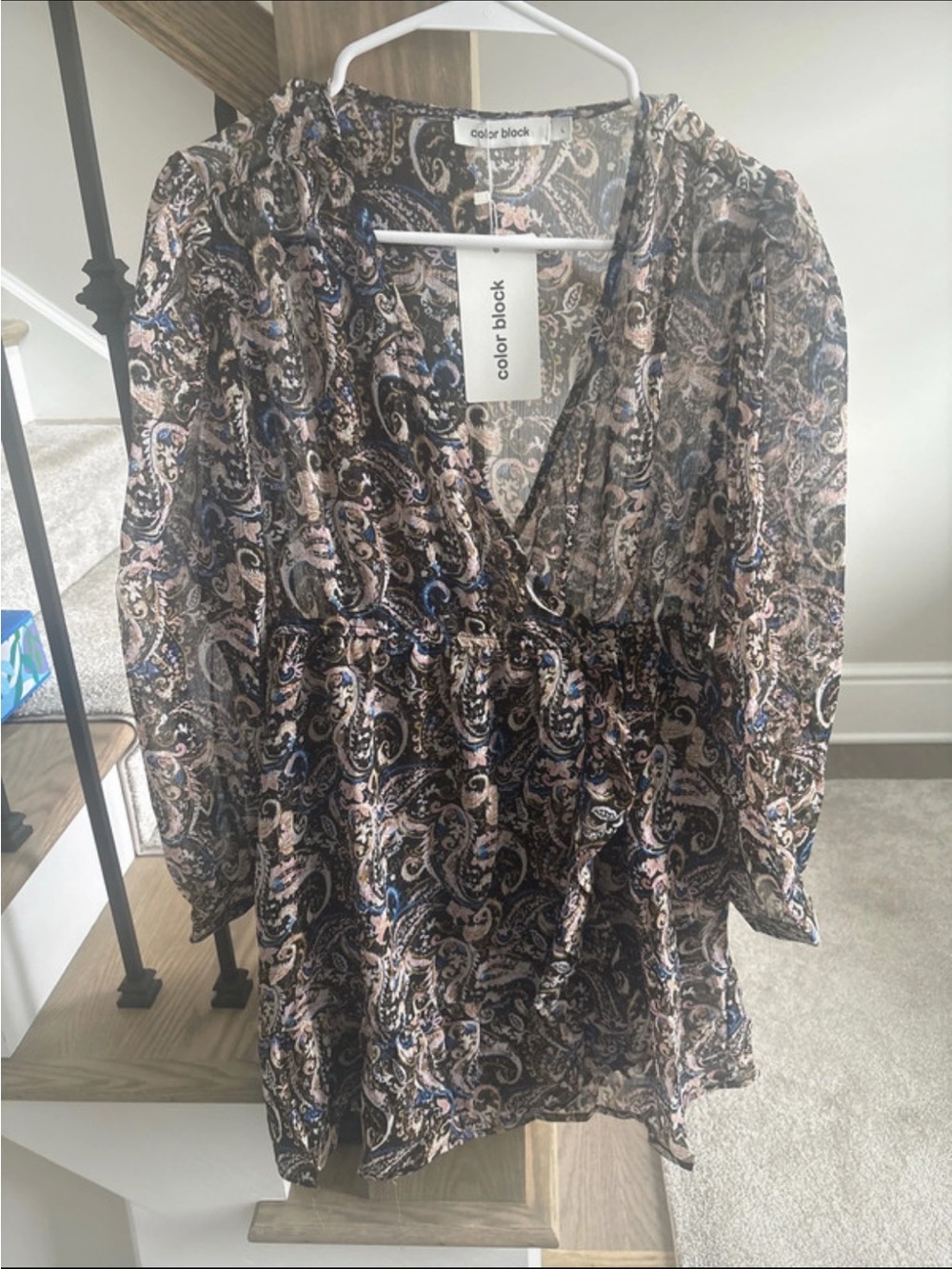 Women's Paisley Mini Dress in Black and Pink